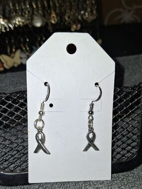 Silver Ribbon Dangle Earrings - Women Jewelry